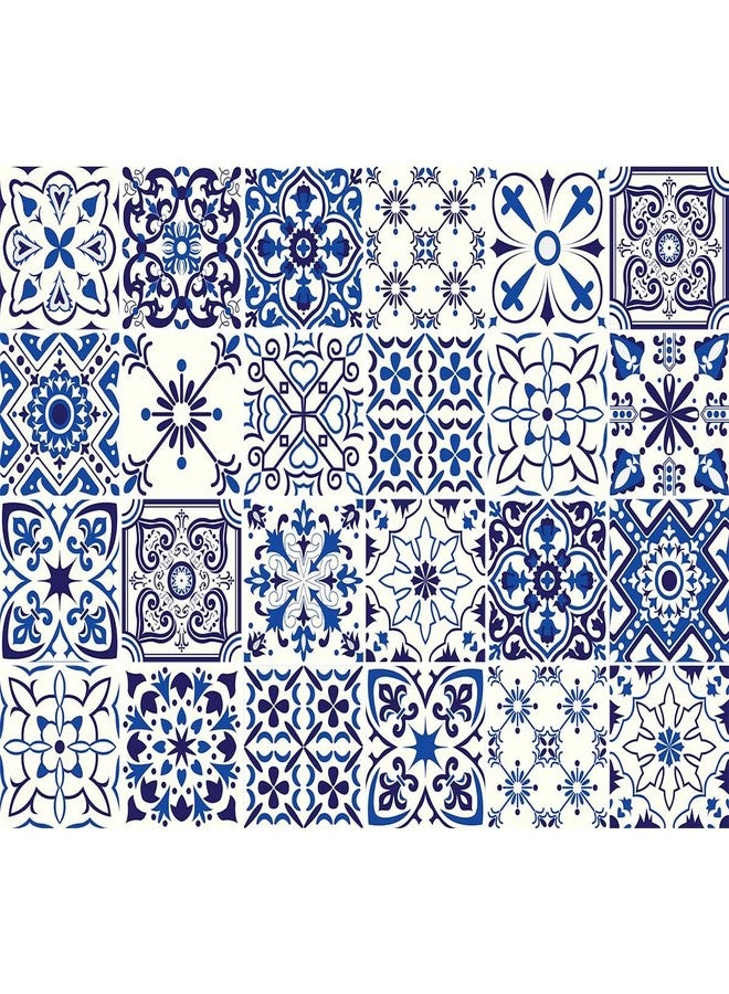 FLETIX Vinyl Peel and Stick Waterproof Wallpaper for Old Furniture Self Adhesive and Removable Surfaces for Home Cabinet Oil Proof Kitchen Countertop Stickers (1, Blue Floral(60x200cm)) - Image 1